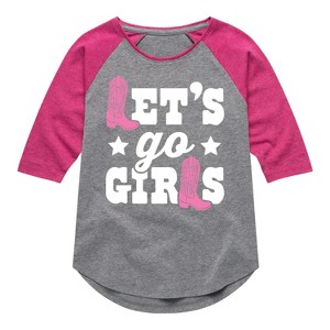 Girls' - Instant Message - Lets Go Girls Shirt Tail Raglan Graphic T-shirt - 1 of 4