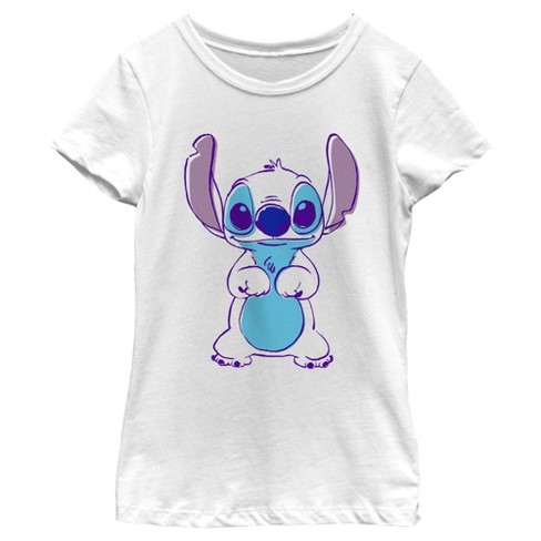 Girl's Lilo & Stitch Outlined Stitch Sketch T-shirt - White - X Large ...