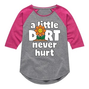 Girls' - Instant Message - A Little Dirt Never Hurt Shirt Tail Raglan Graphic T-shirt - 1 of 4