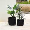 LuxenHome 17.3-Inch Round Black Stripes MgO Planter - 4 of 4
