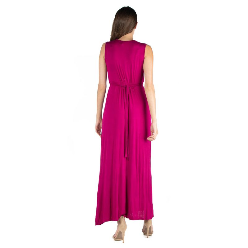 24seven Comfort Apparel Womens V Neck Maxi Dress, 3 of 5