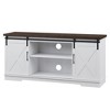 Farmhouse TV Stand, Mid Century Grey Entertainment Center with Sliding Barn Doors - 3 of 4