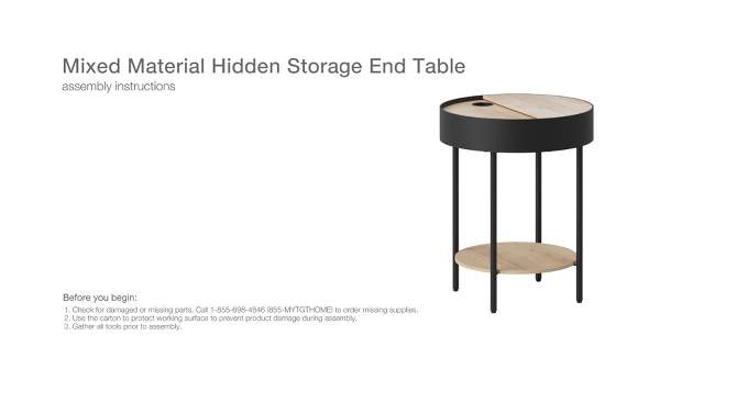 Mixed Material Hidden Storage End Table Natural - Room Essentials&#8482;, 2 of 7, play video
