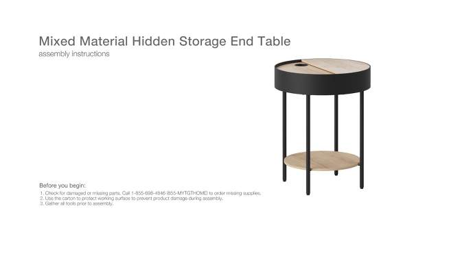 Mixed Material Hidden Storage End Table Natural - Room Essentials&#8482;, 2 of 7, play video
