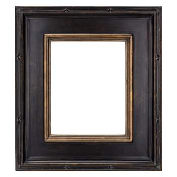 One Wall 16x20 inch Floating Frame, Black Wood Double Glass Float Picture Frame