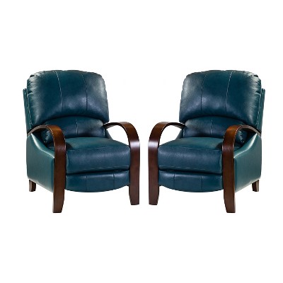 Set of 2 Alexandra Genuine Leather Manual Recliner | ARTFUL LIVING DESIGN
