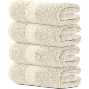 White Classic Luxury 100% Cotton Bath Towels Set of 4 - 27x54" - 1 of 4