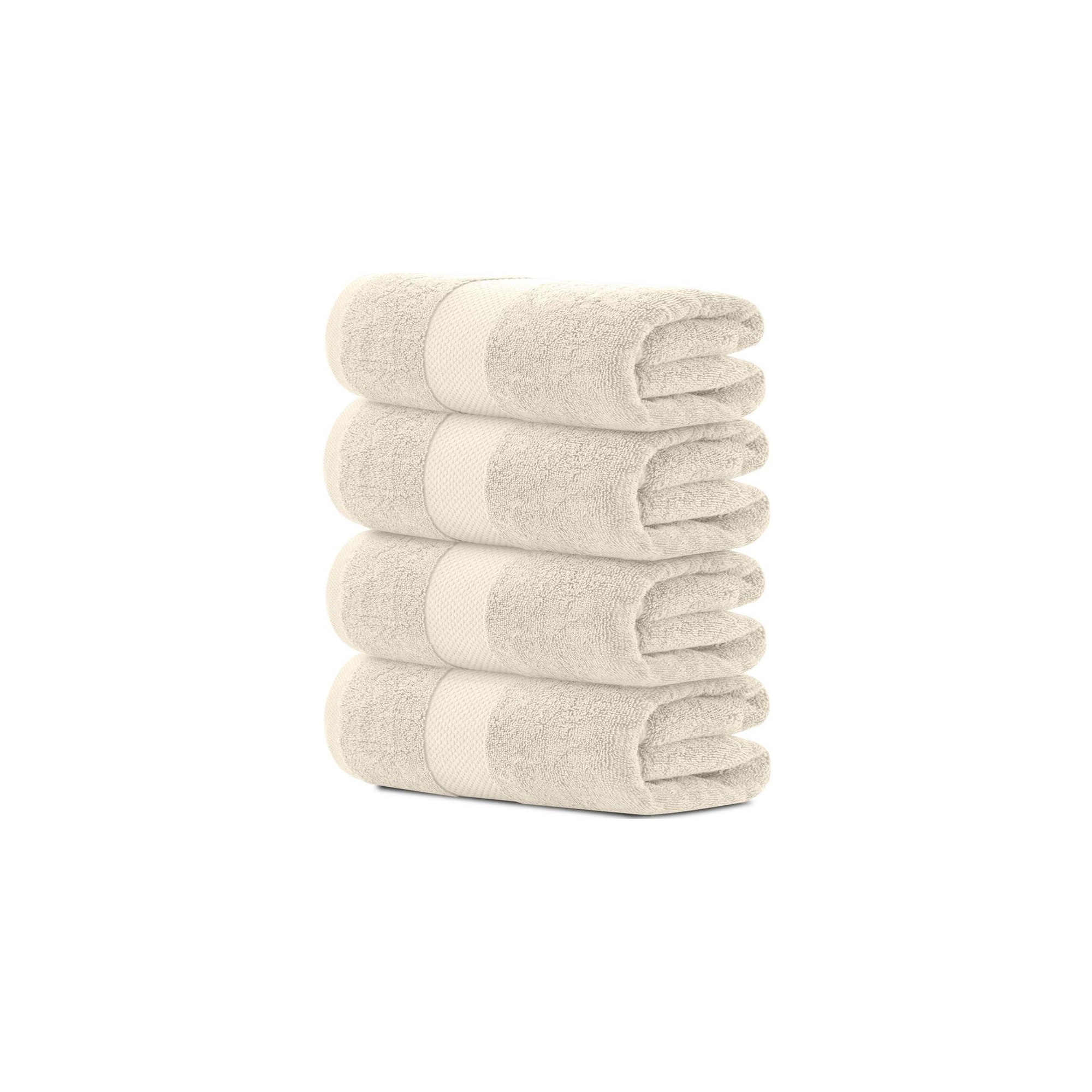 White Classic Luxury 100% Cotton Bath Towels Set of 4 - 27x54" Ivory