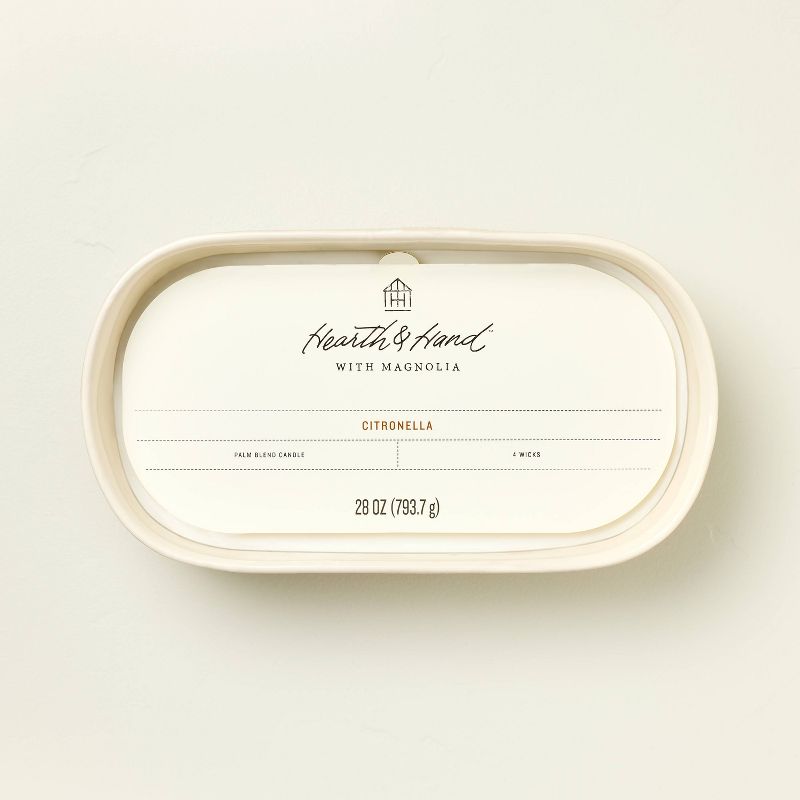 8-Wick Micro-Fluted Ceramic Citronella Oblong Jar Candle Cream 28oz - Hearth &#38; Hand&#8482; with Magnolia, 4 of 5