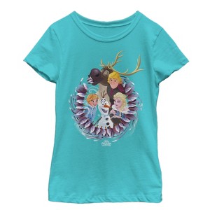 Girl's Frozen Character Wreath T-Shirt - 1 of 3