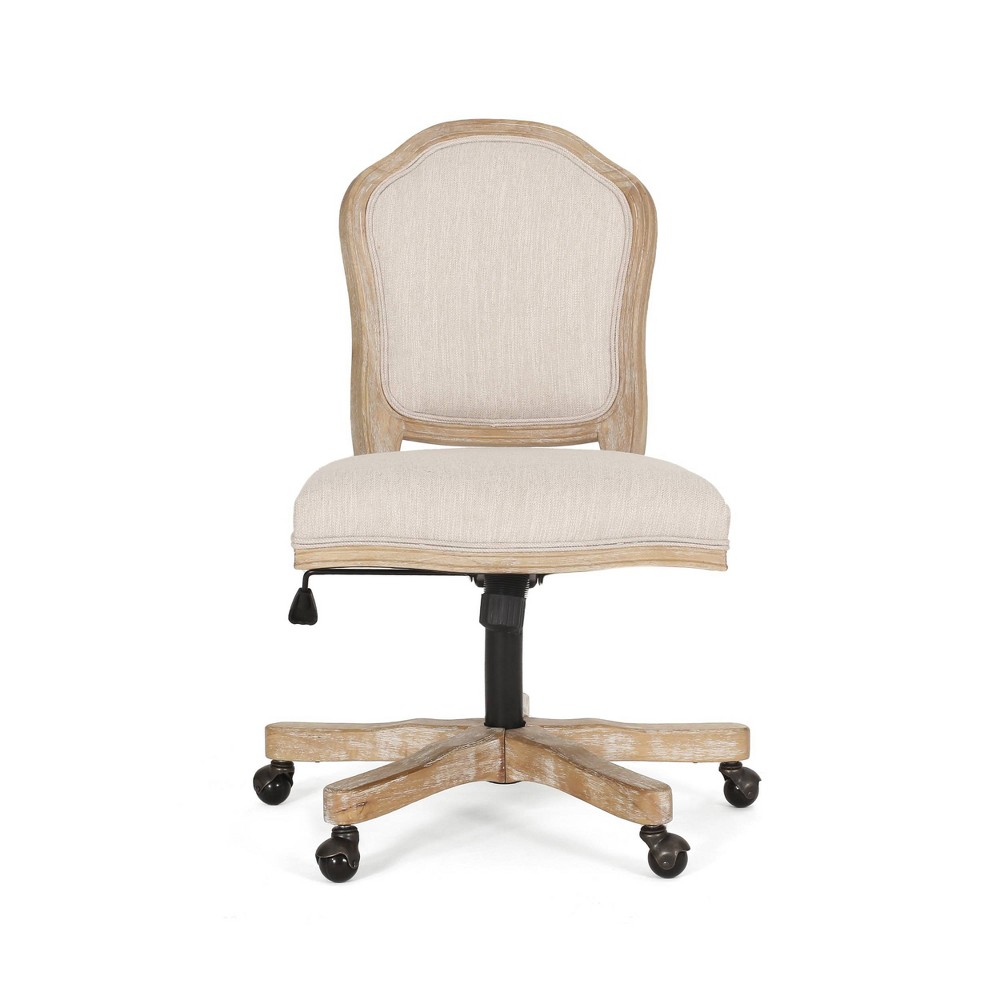 Photos - Computer Chair Scilley French Country Upholstered Swivel Office Chair Beige/Natural - Chr