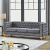 TiramisuBest Velvet Sofa for Living Room,Tufted Square Arm Couch, Modern Couch Upholstered Button and Metal Legs, Sofa Couch for Bedroom, Grey - 3 of 4