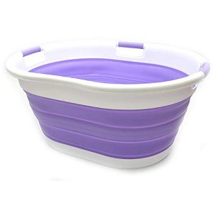 SAMMART 57L (15 Gallons) Collapsible Oval Plastic Laundry Basket/Tub with 3 Handles - 1 of 4