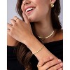 14K-18K Gold Plated Simulated Diamonds Bezel Set Tennis - Round Pear Heart Statement Bride Gold Bracelet Stack - Sizes 6.5-7.5 Inch - 4 of 4