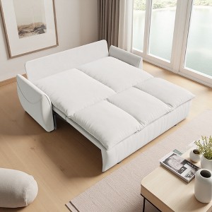 70.9" Velvet Pull-Out Sleeper Sofa Bed with Pillow-Blanket Set - 1 of 4