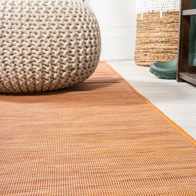 Ethan Modern Flatweave Solid Orange 6' Square Synthetic Rug