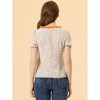Allegra K Women's Floral Peasant Square Neck Contrast Frill Trim Chiffon Blouse - 3 of 4