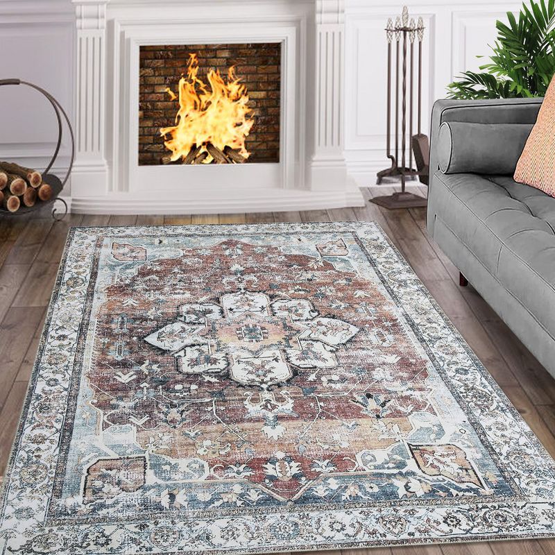 Area Rug Bohemian Accent Rug Stain Resistant Rug for Living Room Bedroom, 1 of 10