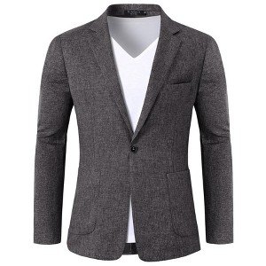 Men's Sport Coats & Blazers Linen Suit Jacket Casual Blazer for Men One Button - 1 of 4