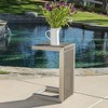 Outdoor Side Table, Home C-Shaped PE Accent Table, Wicker Side Coffee Table Outdoor Side Tables Patio Furniture End Tables - 2 of 4