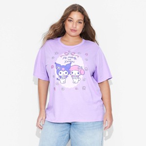 Women's My Melody and Kuromi Short Sleeve Graphic T-Shirt - Purple - 1 of 3