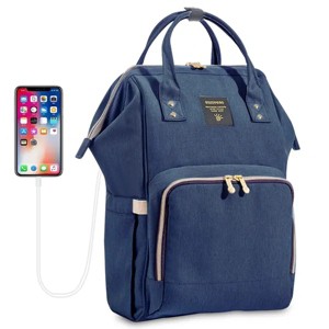 Racxily Original Diaper Bag, Travel Baby Bags, Mommy Backpack Organizer Nappy Maternity Bag Mother Kids, Navy Blue - 1 of 4