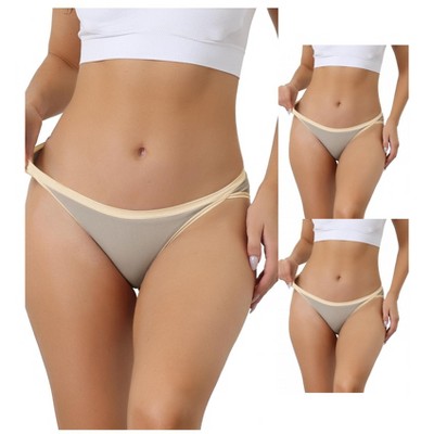 Allegra K Women's Cotton Low Waist Stretch Soft Comfortable High Cut Underwear 3 Packs