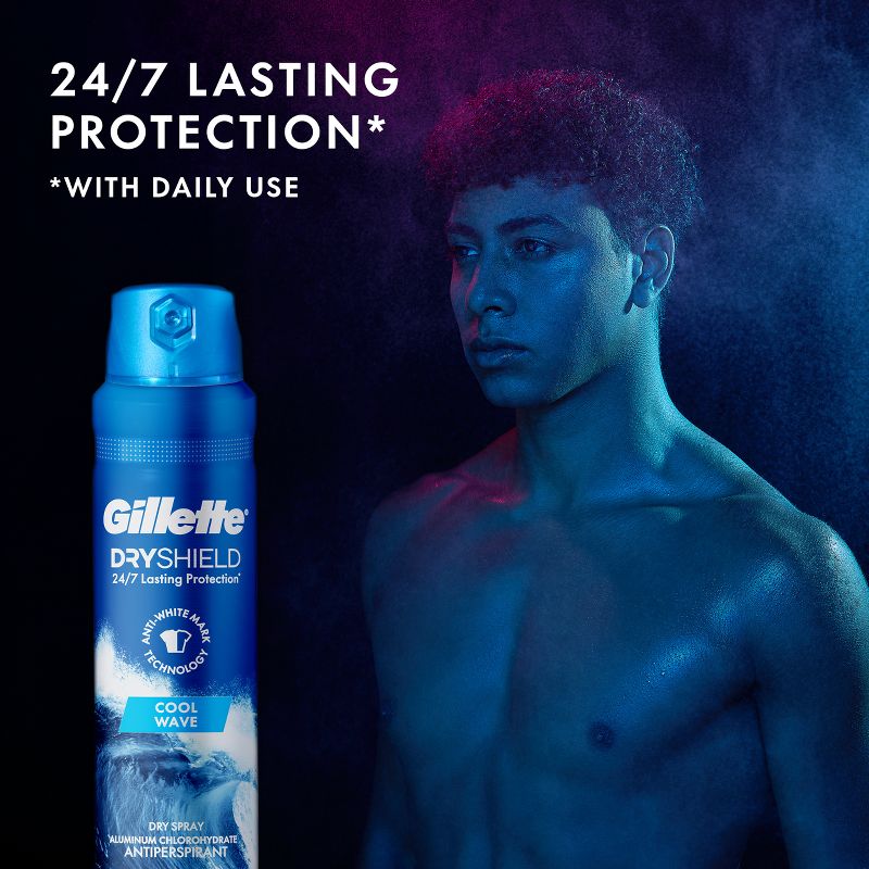 Gillette Dry Spray Antiperspirant and Deodorant for Men - Cool Wave - 4.3oz, 4 of 11