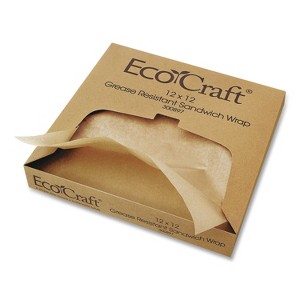 Bagcraft EcoCraft Grease-Resistant Paper Wraps and Liners, 14 x 14, Natural, 1,000/Box, 4 Boxes/Carton - 1 of 4
