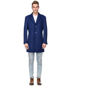 Men's Tailored Wool Blend Notch Collar Wool Blend Walker Car Coat Jacket - 1 of 3