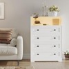 45.2 Inch Tall 4-Drawer Dresser with Charging Station, Skinny Vertical Storage Chest with Open Shelf for Bedroom Closet Nursery Apartment - 2 of 4