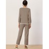 cheibear Women's Long Sleeve Pullover Top with Pants Sleepwear Pajama Sets - 3 of 4