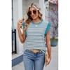 Womens Tank Tops Summer Casual Cap Sleeve Striped Shirt Crewneck T Shirts Loose Blouses 2025 - 4 of 4
