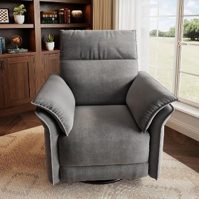Power Recliner Chair with Swivel/Glide, USB Charging & Storage Pocket - Chenille Upholstered Rocker for Nursery/Living Room