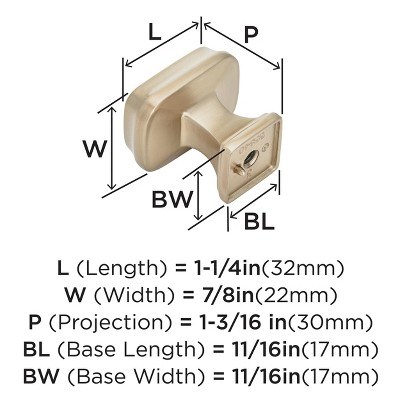 Champagne Bronze Rectangular Cabinet Knob with Mounting Hardware