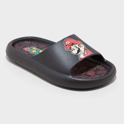 Kids' Nintendo Mario Comfort Slides - Black : Target