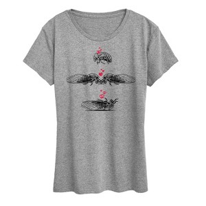 Women's - Instant Message - Cicada Sleep Love Die Short Sleeve Graphic T-Shirt - 1 of 4