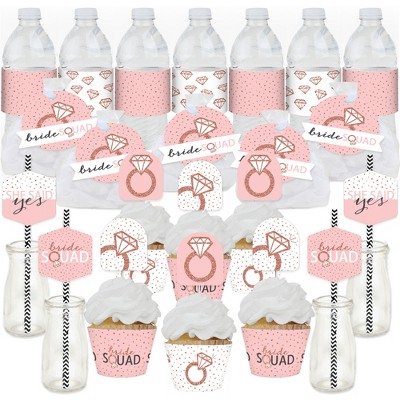 Big Dot of Happiness Bride Squad - Rose Gold Bridal Shower or Bachelorette Party Favors and Cupcake Kit - Fabulous Favor Party Pack - 100 Pieces