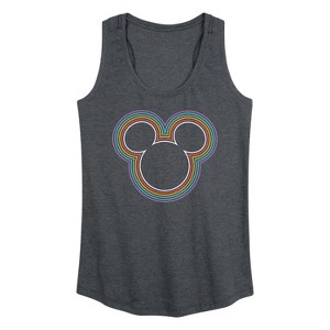 Women's - Disney - Mickey Head Rainbow Outline Graphic Racerback Tank - 1 of 4