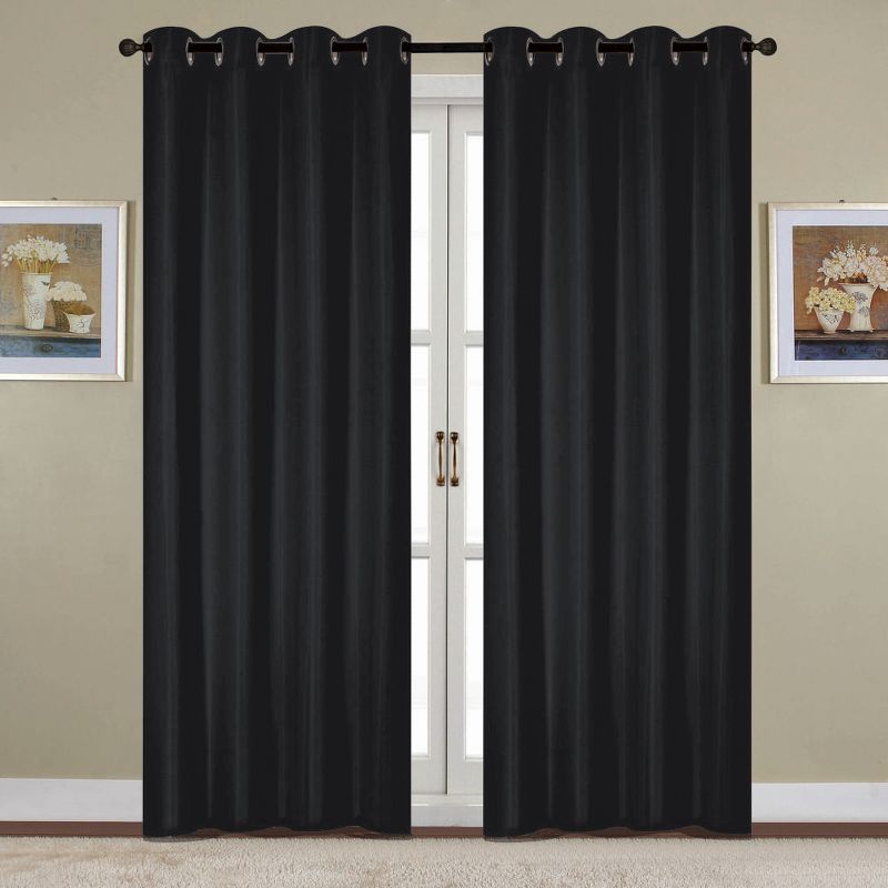 RT Designers Collection Kennedy Elegant Design Grommet Curtain Panel Black, 1 of 4