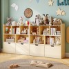 toys Storage Organizer with Movable Drawers, Kids Bookshelf with Hidden Wheels and 5 Open Cubbies, Multifunctional Floor Storage Chest for Playroom - 4 of 4
