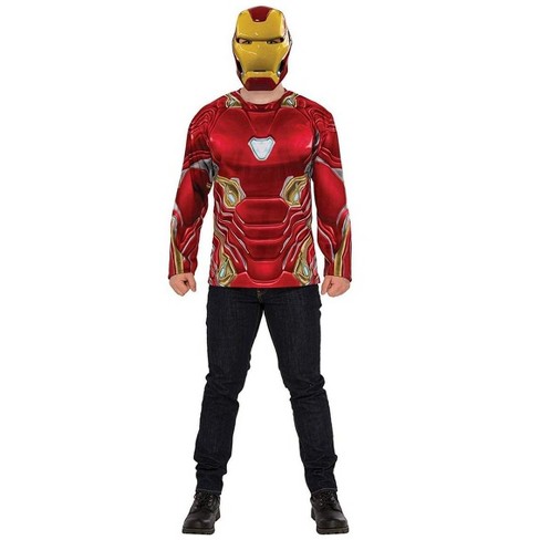 New Iron Man Costume Shirt  and Mask Adult Men/'s Size Large Marvel Avengers