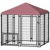 PawHut Outdoor Dog Kennel, Welded Wire Dog Run with 360° Rotating & 4 Levels Adjustable Bowls, Waterproof & UV Resistant Cover, 4.6' x 4.6' x 5' - 4 of 4