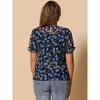 INSPIRE CHIC Women's Chiffon Short Sleeve Ruffled Trim Floral Blouse - 4 of 4