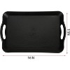 ATTOP 3 Pack Black Serving Trays with Handles,16 x 11IN Rectangular Non Skid Multi-Purpose Plastic OttomanTray for Restaurant, Parties,Table, Kitchen - 2 of 4