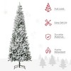YOOCOZZ Christmas Decor- 9ft Unlit Snow-Flocked Slim Pine Artificial Christmas Tree with Realistic Branches and 1084 Tips, Easy Setup, Green - 4 of 4