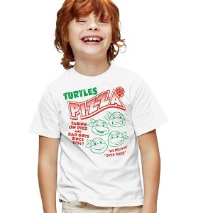 Teenage Mutant Ninja Turtles Pizza Youth T Shirt, White - 1 of 4