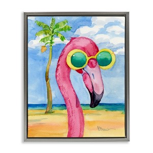 Stupell Industries Looking Good Flamingo Tropical Floating Frame Canvas Art - 1 of 4