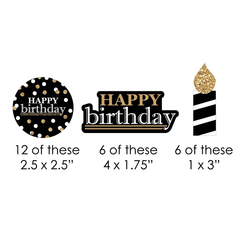 Big Dot of Happiness Adult Happy Birthday - Gold - Paper Straw Decor - Birthday Party Striped Decorative Straws - Set of 24, 2 of 7