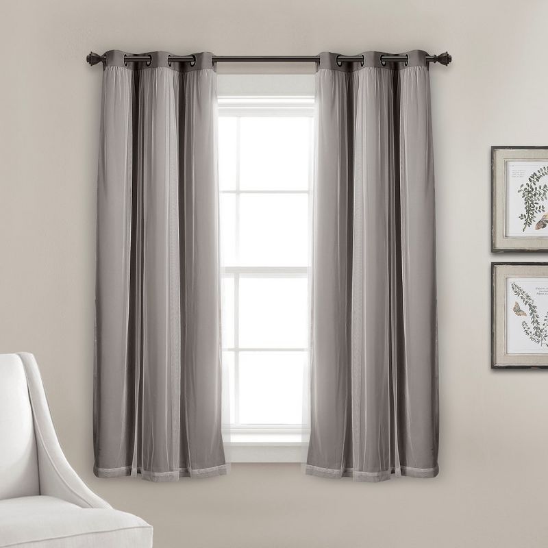 Lush Décor Grommet Sheer Panels With Insulated Blackout Lining Light Gray 38X45 Set, 2 of 7